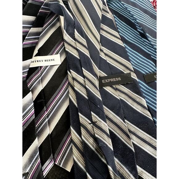 Men’s Tie Lot 6 Classic Business Stripes Express, Geoffrey Beene, DKNY, Alfani - Picture 7 of 10